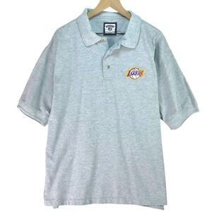 VTG‎ Lee Casual Collection LA Lakers Basketball Polo Shirt Gray Mens XL Athletic